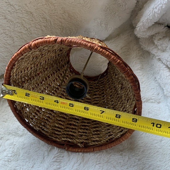 Natural Brown Wicker Woven Rattan Rope Lamp Shade Boho Tiki 7 X 9"‎ home decor - Picture 5 of 7